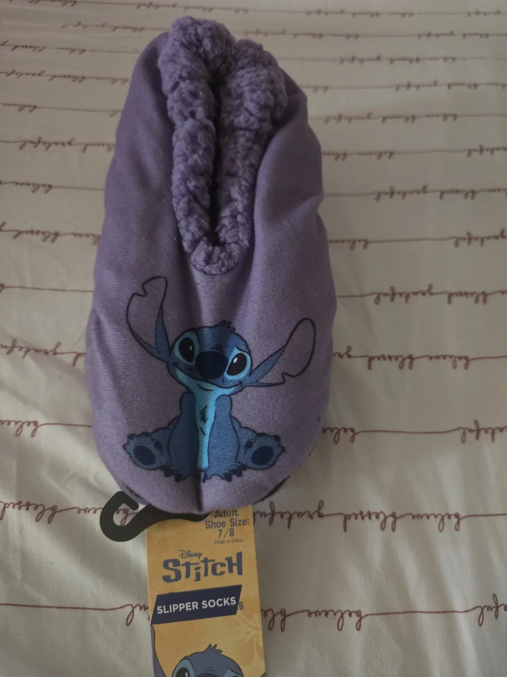 Disney Purple Stitch Slipper Socks Women's 7-8-NWT!